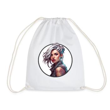 Rocker Girl / Punk Rock / Woman / Colorful Hair / Cool - Drawstring Bag - white - Front