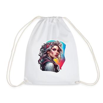 Rocker Girl / Punk Rock / Woman / Colorful Hair / Cool - Drawstring Bag - white - Front