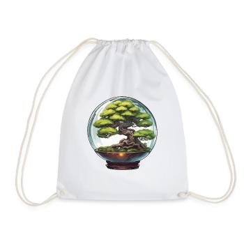 Bonsai im Glas / Botanik / Biotop / Terrarium - Turnbeutel - Weiß - Vorne