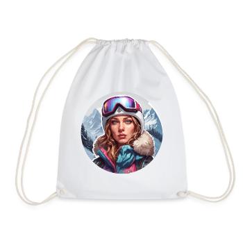 Snowboarder / Winter Sports / Piste / Snow / Alps - Drawstring Bag - white - Front