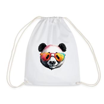 Panda / Animal / Zoo / Bamboo / Wild / Childlike - Drawstring Bag - white - Front