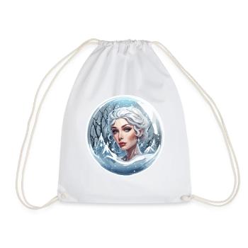 Snow Globe / Winter Magic / Snow / Souvenir - Drawstring Bag - white - Front
