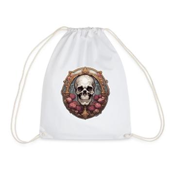 Skull / Totenkopf / Skelett / Gothic / Grusel - Turnbeutel - Weiß - Vorne