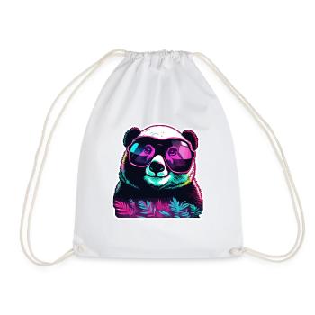 Panda / Animal / Zoo / Bamboo / Wild / Childlike - Drawstring Bag - white - Front