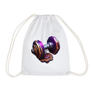 Dumbbell / Weights / Sports / Strength Training / Workout - Drawstring Bag - white - Front