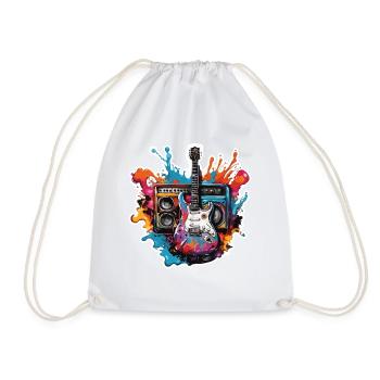 Rock n roll / Guitare / Musique / Instrument - Sac de sport léger - blanc - Devant