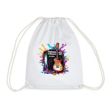 Rock n roll / Guitar / Music / Instrument - Drawstring Bag - white - Front