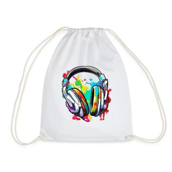 Headphones / Audio / Music / Sound / Studio / Cool - Drawstring Bag - white - Front