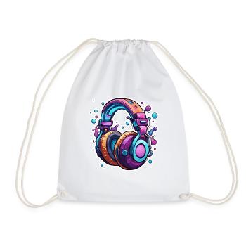 Headphones / Audio / Music / Sound / Studio / Cool - Drawstring Bag - white - Front
