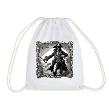 Pirate / Ahoy / Anchor / Captain / Skull / Rum - Drawstring Bag - white - Front