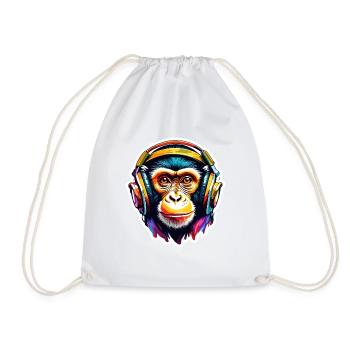 Casque / Audio / Musique / Animal / Singe / Cool - Sac de sport léger - blanc - Devant