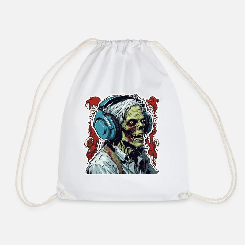 Kopfhörer / Audio / Musik / Klang / Zombie / cool - Turnbeutel - Weiß