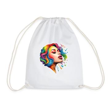 Woman / Pretty / Portrait / Colorful Hair / Model - Drawstring Bag - white - Front