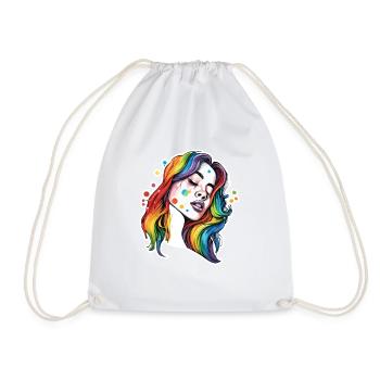 Woman / Pretty / Portrait / Colorful Hair / Model - Drawstring Bag - white - Front