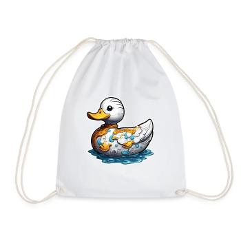 Gummiente / Badeente / Wasser / Badewanne - Turnbeutel - Weiß - Vorne