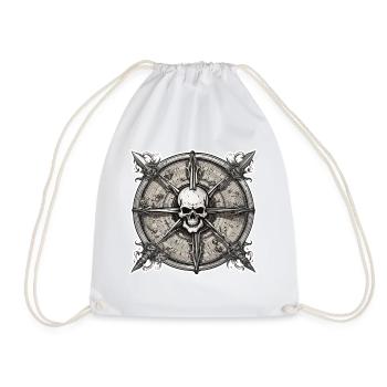 Compass / Cardinal Direction / Travel / Survival - Drawstring Bag - white - Front
