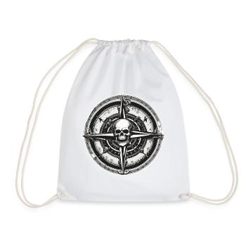 Compass / Cardinal Direction / Travel / Survival - Drawstring Bag - white - Front