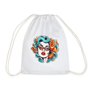 diabolical woman / blood / gothic / heavy metal - Drawstring Bag - white - Front