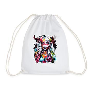 diabolical woman / blood / gothic / heavy metal - Drawstring Bag - white - Front