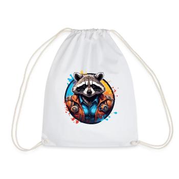 Raccoon / Animal / Zoo / Wild / Cute / Predator - Drawstring Bag - white - Front