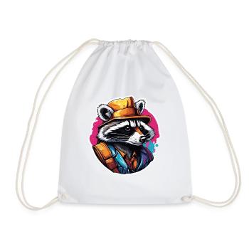 Raccoon / Animal / Zoo / Wild / Cute / Predator - Drawstring Bag - white - Front
