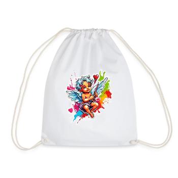 Cupid / Love / Arrow / Heart / Valentine's Day - Drawstring Bag - white - Front