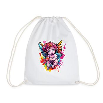 Cupid / Love / Arrow / Heart / Valentine's Day - Drawstring Bag - white - Front