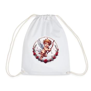 Cupid / Love / Arrow / Heart / Valentine's Day - Drawstring Bag - white - Front