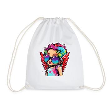 Cupid / Love / Arrow / Heart / Valentine's Day - Drawstring Bag - white - Front