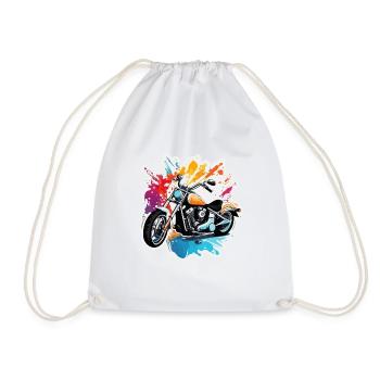 Biker / Motorrad Fahrer / Biker / Zweirad / Cross - Turnbeutel - Weiß - Vorne