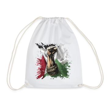 free palestine fist flag gaza - Drawstring Bag - white - Front