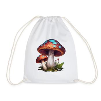 Mushroom / Mushroom / Meadow / Forest / Goa / Psy - Drawstring Bag - white - Front