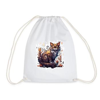 Cat / Animal / Pet / Kitty / Meow / Fur - Drawstring Bag - white - Front