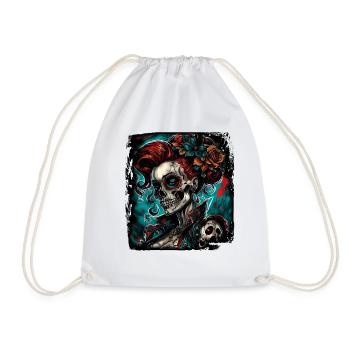 Crâne / Crâne / Squelette / Gothique / Tatouage - Sac de sport léger - blanc - Devant