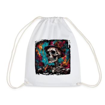 Crâne / Crâne / Squelette / Gothique / Tatouage - Sac de sport léger - blanc - Devant