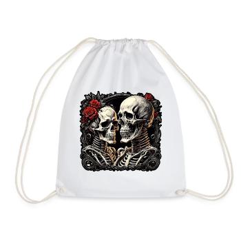 Skull / Totenkopf / Skelett / Gothic / Tattoo - Turnbeutel - Weiß - Vorne