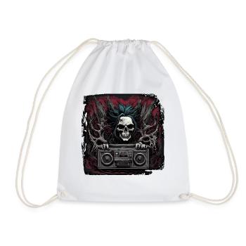Radio / Analog / Music / Frequency / Speakers - Drawstring Bag - white - Front