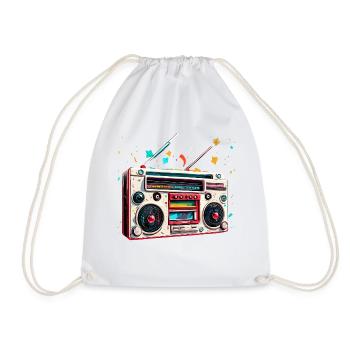 Radio / Analog / Music / Frequency / Speakers - Drawstring Bag - white - Front
