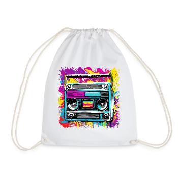 Radio / Analog / Music / Frequency / Speakers - Drawstring Bag - white - Front