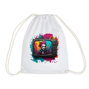 TV / Télévision / Analogique / Tube TV / Rétro - Sac de sport léger - blanc - Devant