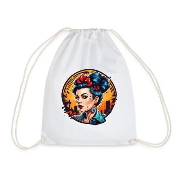 Rockabilly / Pin-up Girl / Girl Power / Années 50 - Sac de sport léger - blanc - Devant