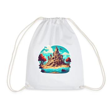 Sandcastle / Building / Playing / Castle / Holiday - Drawstring Bag - white - Front