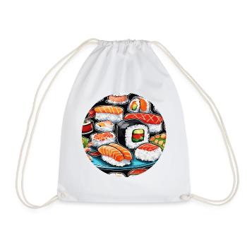 Sushi / Maki / Nigiri / Wasabi / Asiatique - Sac de sport léger - blanc - Devant