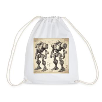 Plan / Sépia / Vintage / Rétro / Robot - Sac de sport léger - blanc - Devant