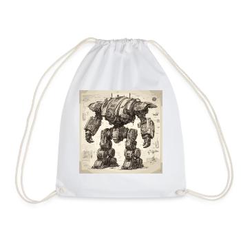 Plan / Sépia / Vintage / Rétro / Robot - Sac de sport léger - blanc - Devant