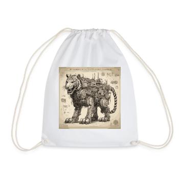 Plan / Sépia / Vintage / Rétro / Robot - Sac de sport léger - blanc - Devant