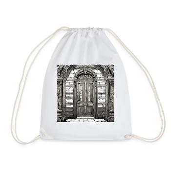 Door / Entrance / Lock / Gate / Front Door / Design - Drawstring Bag - white - Front