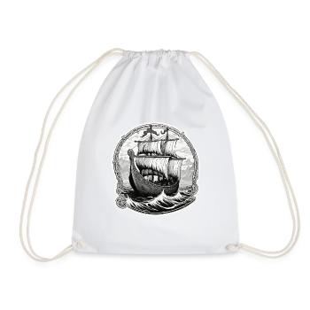 Ship / Boat / Anchor / Sea / Ocean / Captain - Drawstring Bag - white - Front