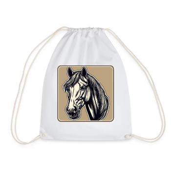 Pony / Horse / Animal / Riding / Mane - Drawstring Bag - white - Front