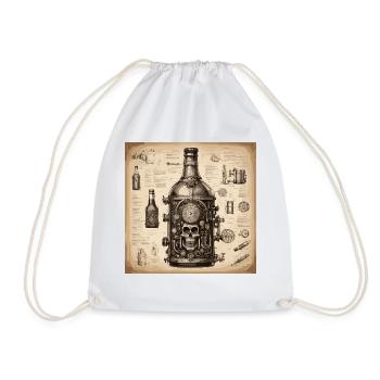 Blueprint / Sepia / Vintage / Retro / Liquor - Drawstring Bag - white - Front